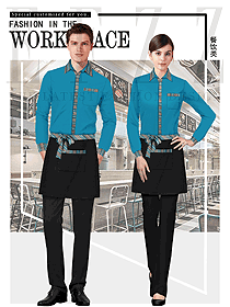 時(shí)尚男女款快餐廳服務(wù)員服裝款式設(shè)計(jì)圖336
