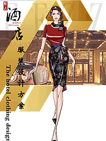 紅色女款酒店大堂服裝款式圖1207