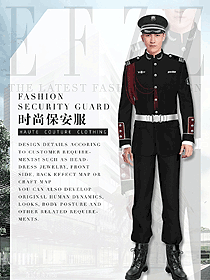 時(shí)尚長(zhǎng)袖男款獵裝保安制服款式設(shè)計(jì)圖338