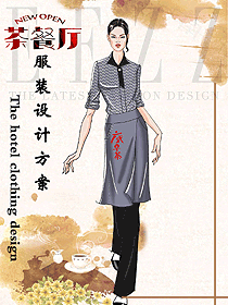 時(shí)尚女款快餐廳服務(wù)員服裝款式設(shè)計(jì)圖339