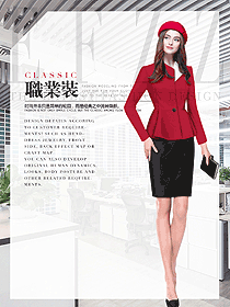 時尚紅色女秋冬職業(yè)裝制服設(shè)計圖1630