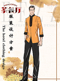 時尚男款快餐廳服務(wù)員服裝款式設(shè)計圖345