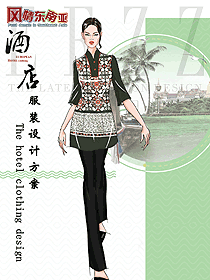 新款女款熱帶風(fēng)情員工制服款式設(shè)計(jì)圖346
