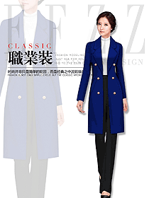 時尚深藍色女職業(yè)裝大衣服裝款式效果圖285