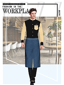 原創(chuàng)制服設(shè)計(jì)長(zhǎng)袖男款服務(wù)員服裝款式圖350