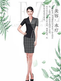 原創(chuàng)制服設(shè)計(jì)短袖女款總臺(tái)收銀接待服裝款式圖434