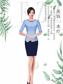 淺藍色女款總臺收銀接待制服設計圖436