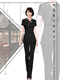短袖女款快餐廳服務(wù)員制服設(shè)計(jì)圖364