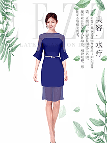 藍(lán)色女款水療會(huì)所咨客服裝款式圖475