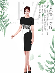 黑色女款水療會(huì)所咨客服裝款式圖478
