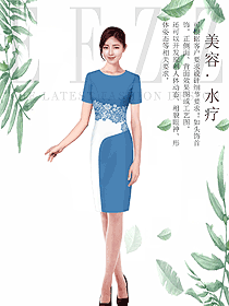 淺藍(lán)色女款水療會所咨客服裝款式圖481