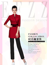 原創(chuàng)設(shè)計(jì)女款紅色美容會所服裝款式圖725