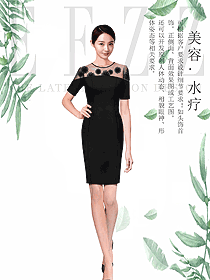 黑色女款水療會所咨客服裝款式圖487