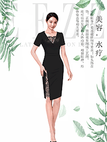 原創(chuàng)制服設(shè)計黑色水療會所咨客服裝款式圖491