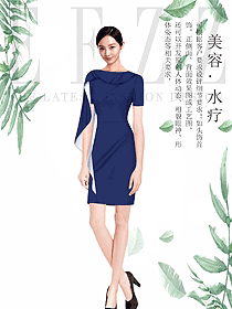 原創(chuàng)制服設(shè)計(jì)深藍(lán)色水療會(huì)所咨客服裝款式圖494