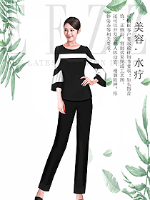 原創(chuàng)設(shè)計(jì)黑色女款美容會(huì)所服裝款式圖755