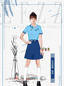 淺藍(lán)色女款學(xué)生服校服款式設(shè)計(jì)圖156