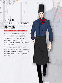 時尚深藍色女款廚師服款式設(shè)計圖479