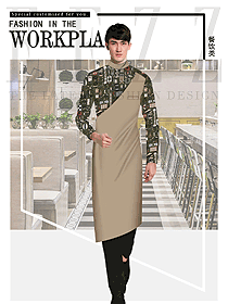 淺卡其色男款快餐廳服務(wù)員制服設(shè)計圖385