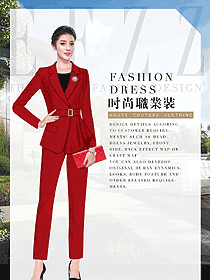 時(shí)尚紅色女秋冬職業(yè)裝制服設(shè)計(jì)圖1778