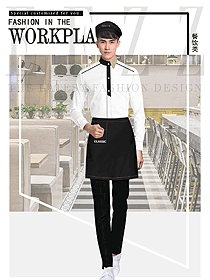 時尚白色男款快餐廳服裝款式設(shè)計圖387