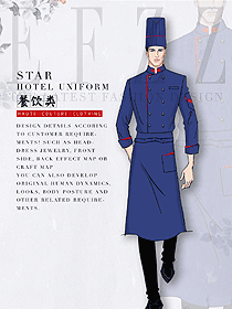 時尚深藍色廚師服款式設(shè)計圖482