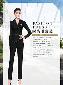 時(shí)尚黑色女秋冬職業(yè)裝制服設(shè)計(jì)圖1781