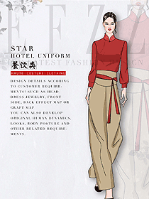 女款中餐服務(wù)員制服款式圖2098