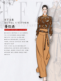 長袖女款中餐服務(wù)員服裝款式圖2099
