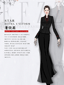 原創(chuàng)制服設計女款中餐服務員服裝款式圖2103