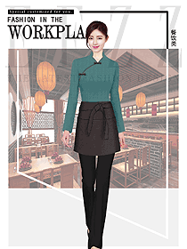 原創(chuàng)制服設(shè)計服務(wù)員服裝款式圖401