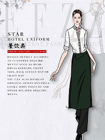 原創(chuàng)制服設(shè)計(jì)女款中餐服務(wù)員服裝款式圖2106