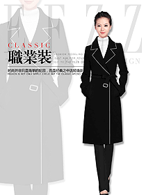 新款黑色女職業(yè)裝大衣制服設計圖286