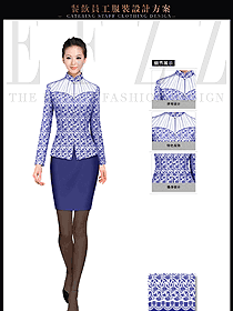 中式酒店女款餐飲服務(wù)員制服設(shè)計(jì)圖1720