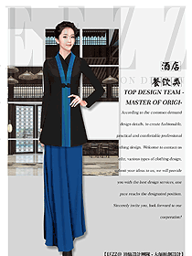 長袖女款中餐服務員制服款式圖2136