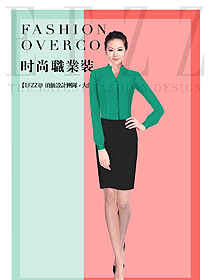 時尚女職業(yè)裝長袖襯衫制服設(shè)計(jì)圖378