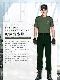 時(shí)尚淺綠色短袖保安服設(shè)計(jì)圖393
