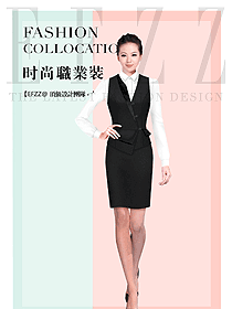 黑色女職業(yè)裝馬夾款服裝款式圖354