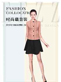 時尚淺粉色女職業(yè)裝夏裝制服設計圖804