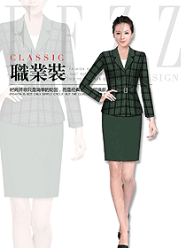 抹茶綠格子紋女職業(yè)裝夏裝制服設(shè)計圖854