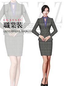 時尚灰色女職業(yè)裝夏裝制服設計圖948
