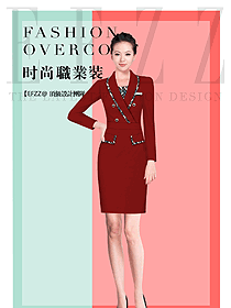 原創(chuàng)制服設(shè)計(jì)紅色女秋冬職業(yè)裝設(shè)計(jì)稿1668
