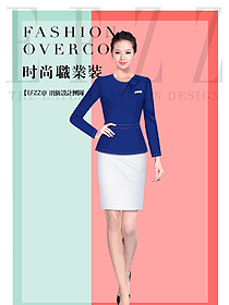 時(shí)尚深藍(lán)色女秋冬職業(yè)裝制服設(shè)計(jì)圖1670