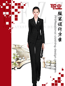 原創(chuàng)制服設(shè)計黑色條紋女秋冬職業(yè)裝設(shè)計稿1674