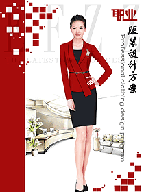 原創(chuàng)制服設(shè)計(jì)大紅色女秋冬職業(yè)裝設(shè)計(jì)圖1710