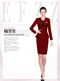 原創(chuàng)制服設(shè)計棗紅色女秋冬職業(yè)裝設(shè)計圖1728