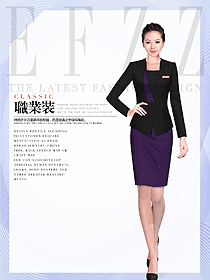 黑色女秋冬職業(yè)裝制服設(shè)計(jì)圖1729