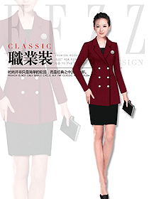 原創(chuàng)制服設(shè)計暗紅色女秋冬職業(yè)裝設(shè)計圖1737