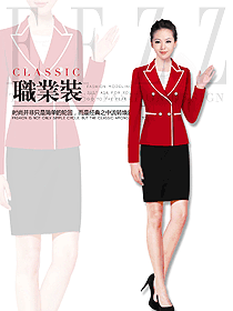 時尚紅色女秋冬職業(yè)裝制服設(shè)計圖1739