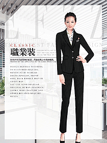 時尚黑色條紋女秋冬職業(yè)裝制服設(shè)計圖1745